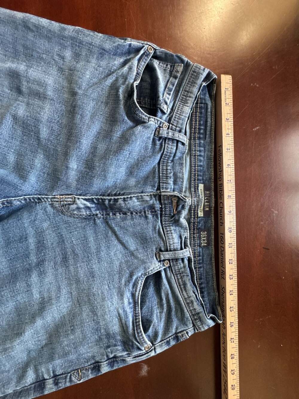 Reclaim Blue Jeans Regular Bootleg Men's Jeans Medium Wash Size 36x34